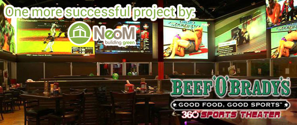 Beef O Brady's Restaurant interior with NeoM logo